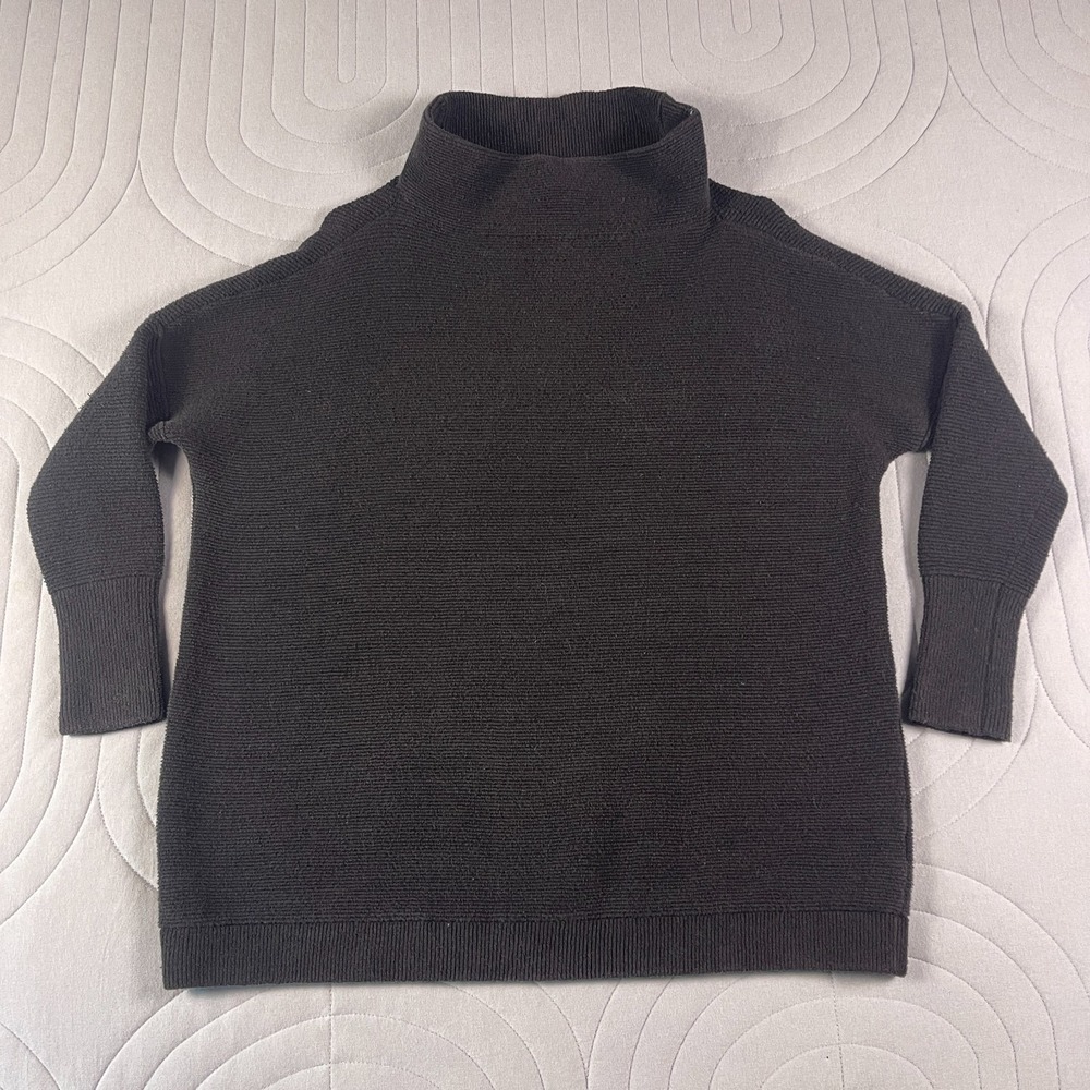 Free People Sweater Women XS Mock Neck Extra Small Black Dolman Oversized Slouch